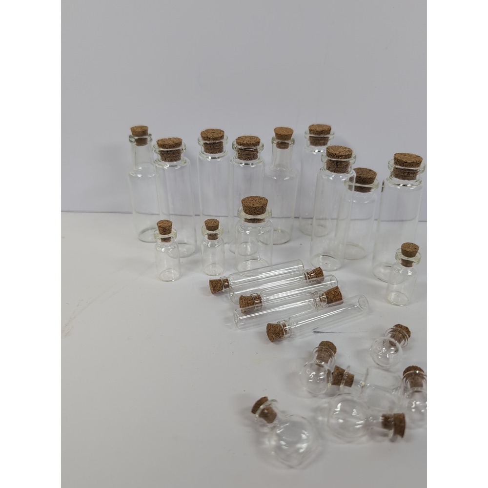 Set of 25 Clear Mini Glass Bottles with Cork, Jar, Small Empty Sample‎ Vial